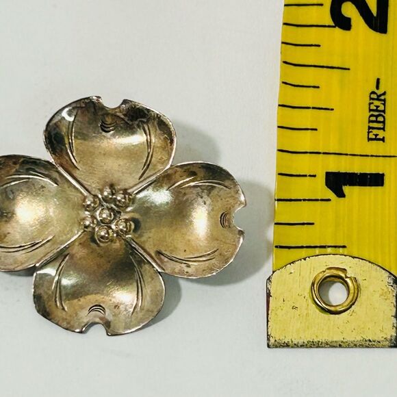 Vintage Stuart Nye RARE SET Sterling Silver Dogwood Floral Brooch and Earrings - Picture 13 of 13